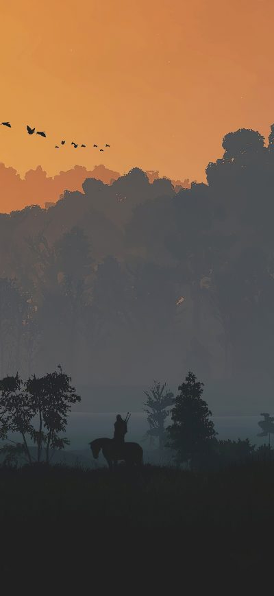 Fond d'écran iPhone The Witcher 3 Minimal Nature 5k