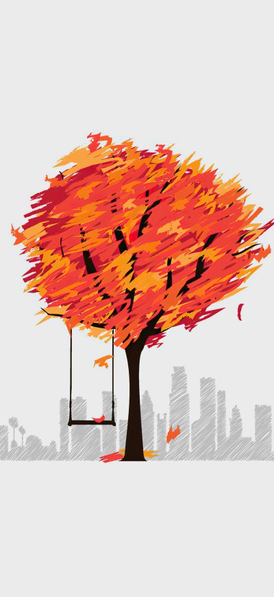 Fond d'écran iPhone Autumn Tree Minimal Art 4k