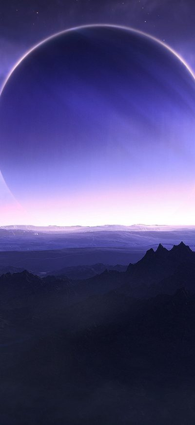 Fond d'écran iPhone Planets Mountains Sea Sky Artwork 4k