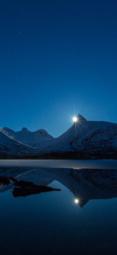 Fond d'écran iPhone Mountain Moon Reflection In Water