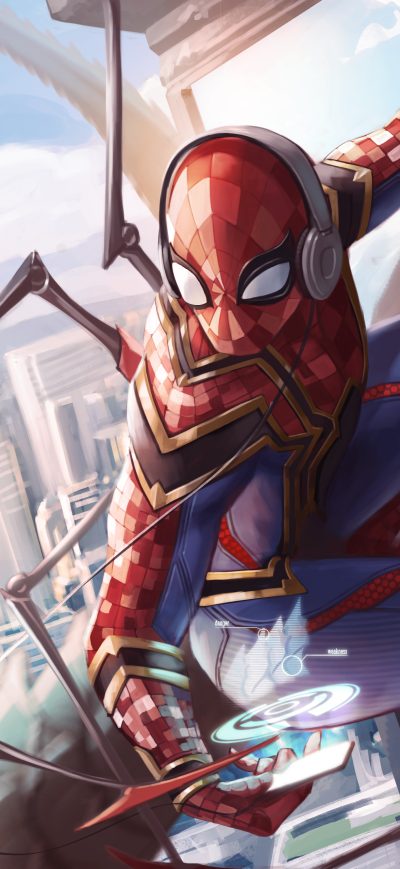 Fond d'écran iPhone Spiderman Iron Suit Art 5k