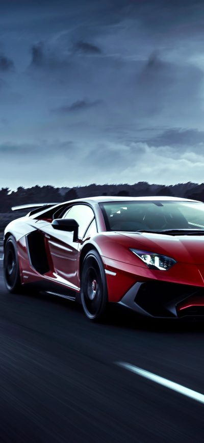 Fond d'écran iPhone Red Lamborghini Aventador Moon Night