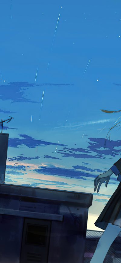 Fond d'écran iPhone Anime Original Girl Rooftop Evening Time 4k