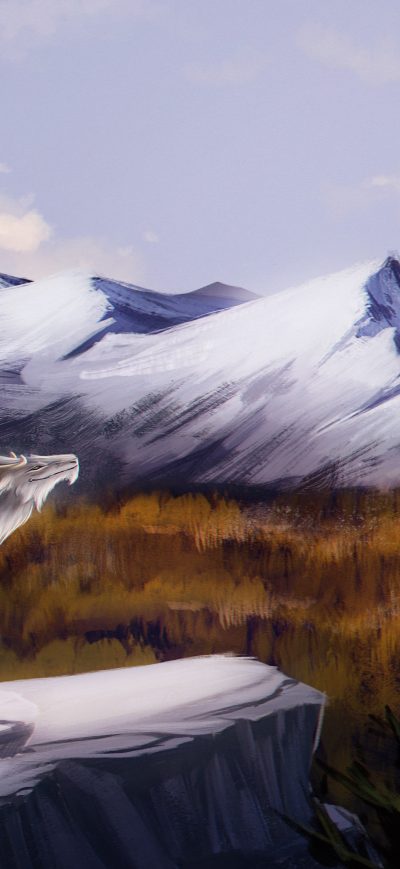 Fond d'écran iPhone Dragon Feral Landscape Fantasy Mountain Art 5k