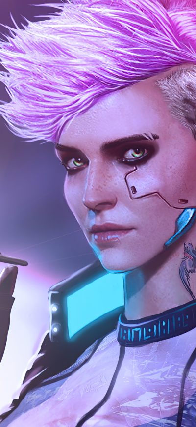 Fond d'écran iPhone Cyberpunk 2077 Girl Smoking 4k