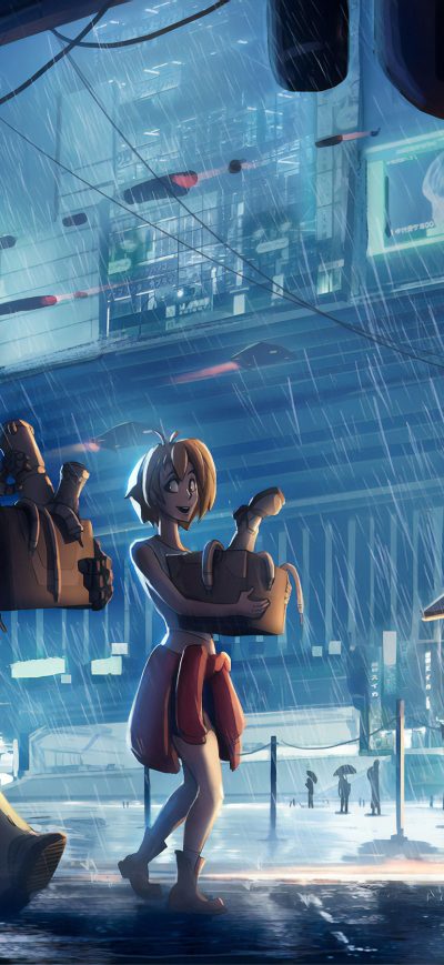 Fond d'écran iPhone Cyberpunk Robot City 4k