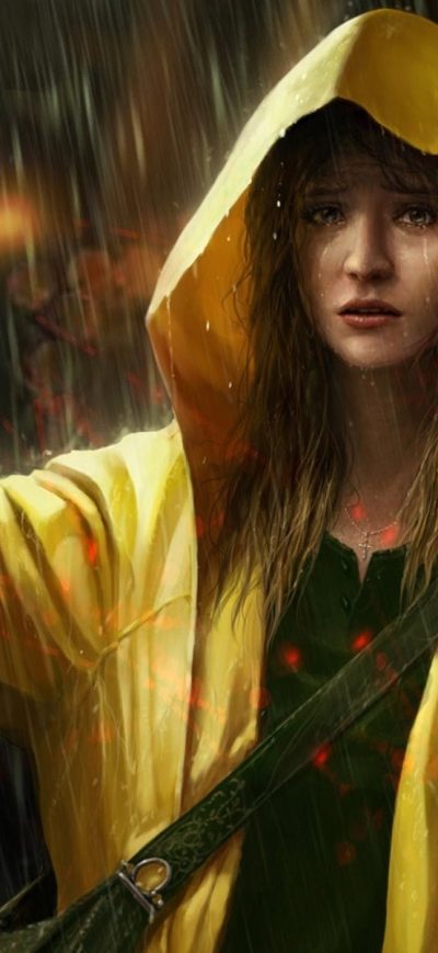 Fond d'écran iPhone Girl In Rain Artwork