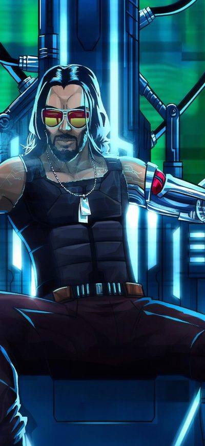 Fond d'écran iPhone Cyberpunk 2077 Keanu Reeves
