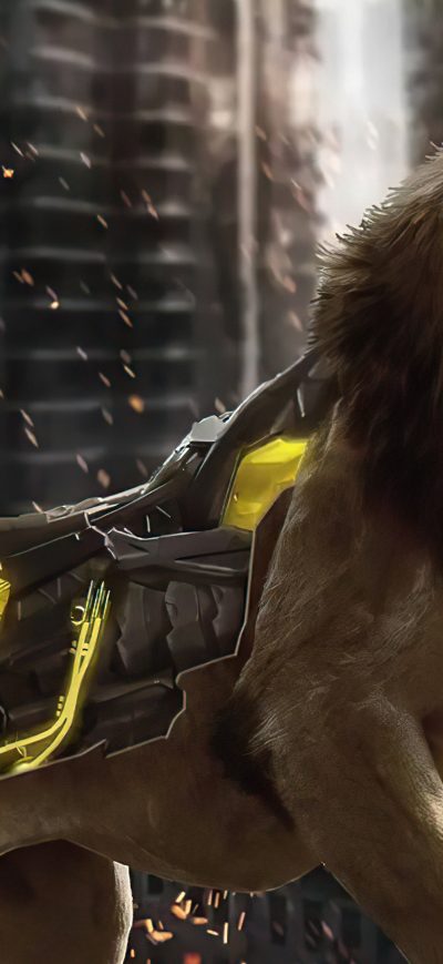 Fond d'écran iPhone Cyborg Lion 4k