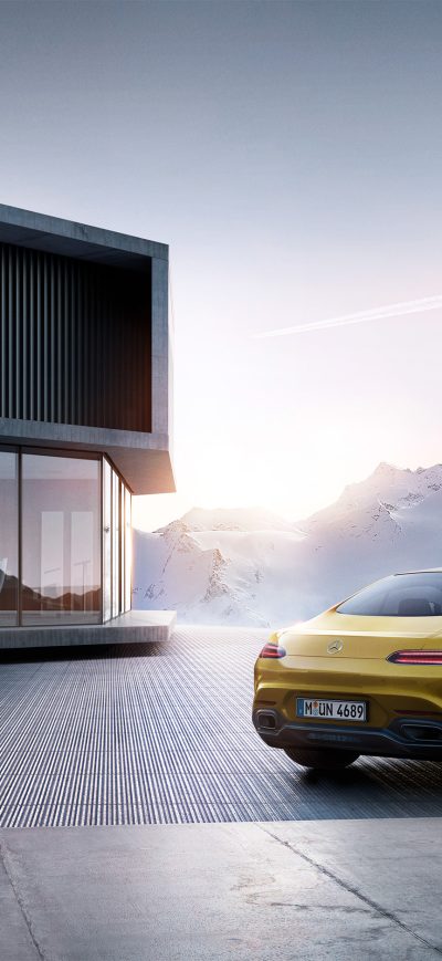Fond d'écran iPhone Yellow Mercedes Benz Amg GT 2019