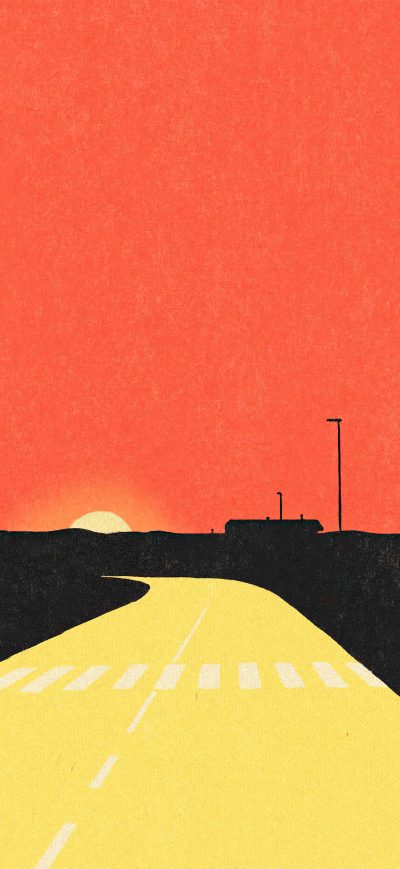 Fond d'écran iPhone Sunset Evening Road Desert 5k