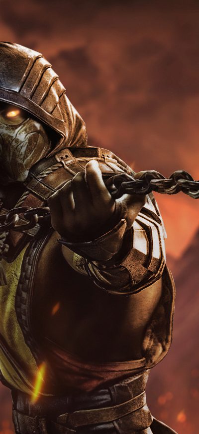 Fond d'écran iPhone Mortal Kombat Scorpion 5k