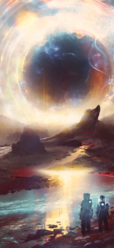 Fond d'écran Black Sun Horizon 4k sur iPhone