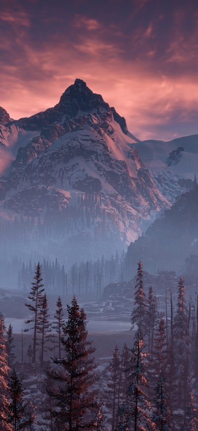 Fond d'écran iPhone Horizon Zero Dawn Nature Mountains Trees Sky 4k