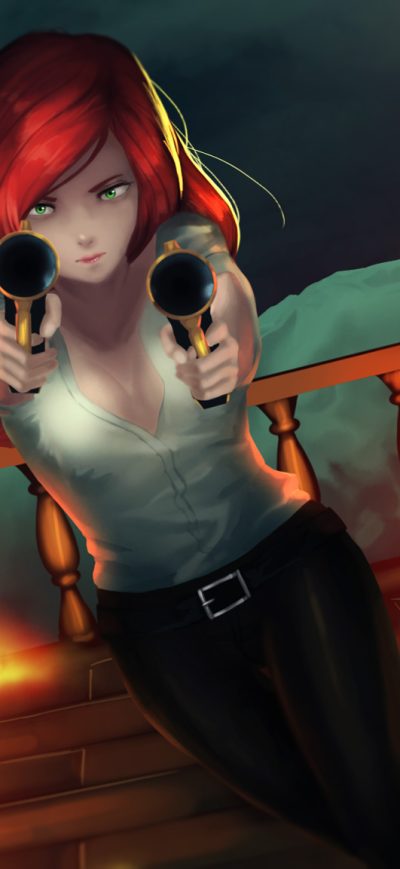Fond d'écran iPhone Anime Girl With Two Guns Firing