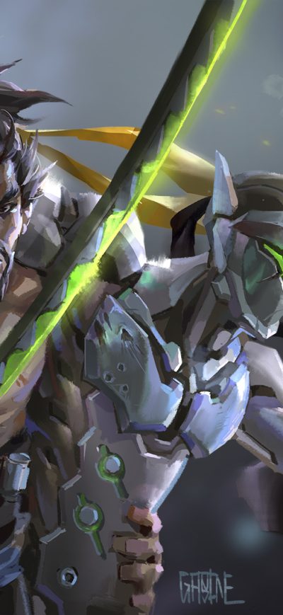 Fond d'écran iPhone Genji Hanzo Overwatch Artwork