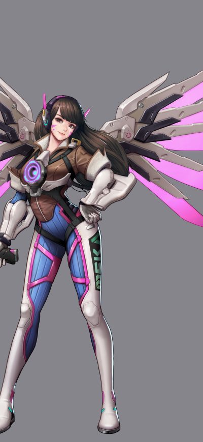 Fond d'écran iPhone Tracer Mercy Croosover Overwatch Artwork 5k