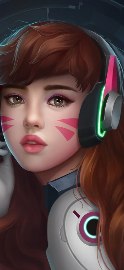 Fond d'écran iPhone Dva Overwatch Headphones Artwork