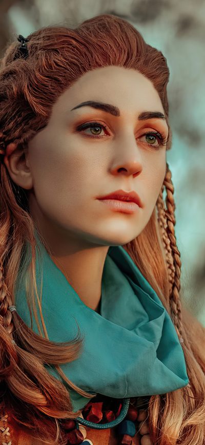 Fond d'écran iPhone Aloy Horizon Zero Dawn Cosplay 4k