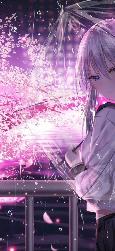 Fond d'écran iPhone Anime Girl With Umbrella Outdoors Looking Back 5k