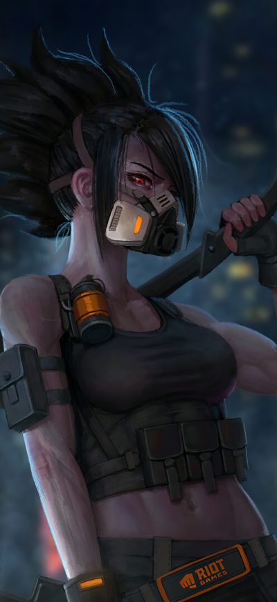 Fond d'écran iPhone Akali Cyberpunk