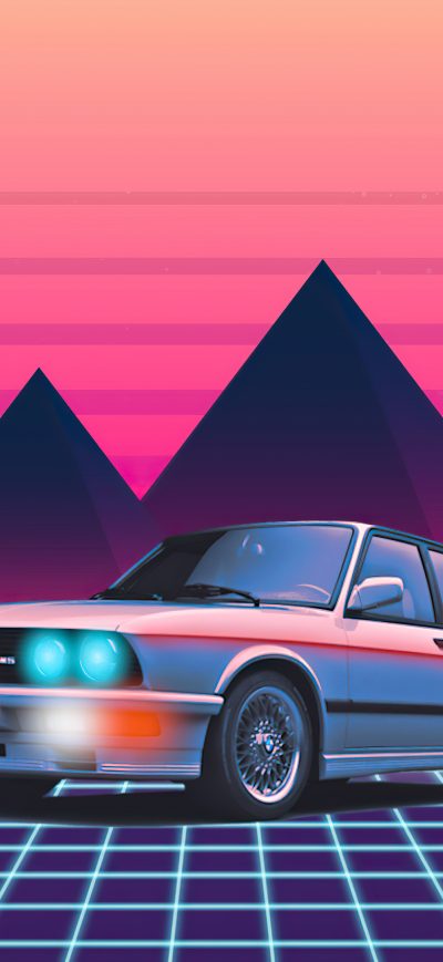 Fond d'écran iPhone Fond Bmw Retrowave 4k