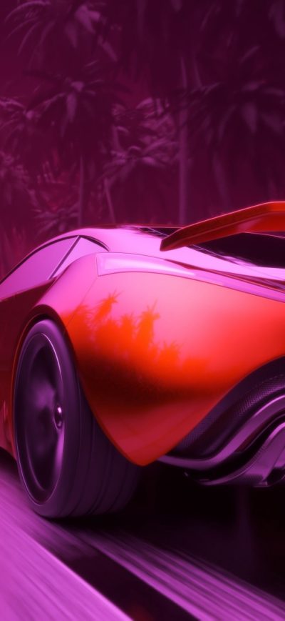 Fond d'écran iPhone Synthwave Sport Car Artwork