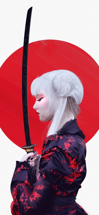 Fond d'écran Anime Girl Samurai sur iPhone
