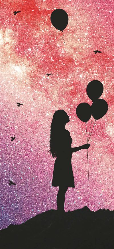 Fond d'écran iPhone Girl Holding Balloons