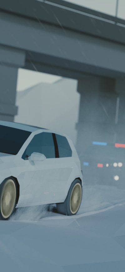 Fond d'écran iPhone Low Poly Art Volkswagen Police Chase