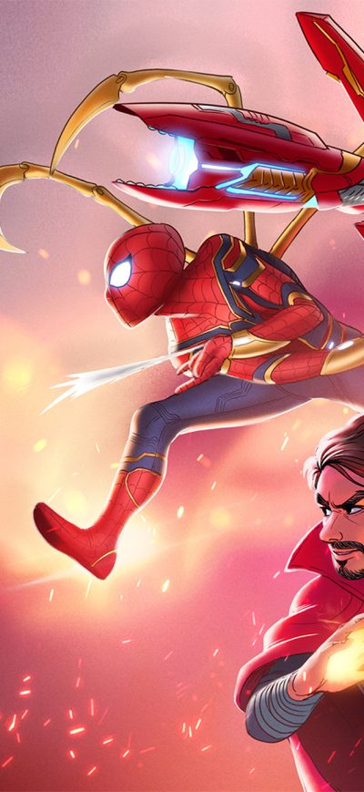 Fond d'écran iPhone Iron Man Spiderman Doctor Strange Infinity War Hereos