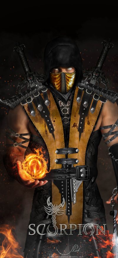 Fond d'écran iPhone Scorpion Mortal Kombat X 8k