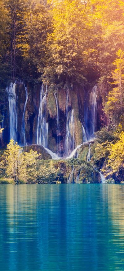 Fond d'écran iPhone Fall Foliage Lake Nature Waterfall