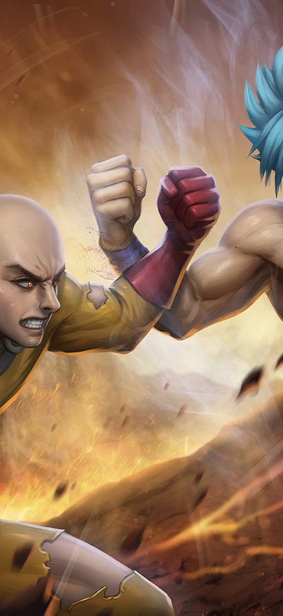 Fond d'écran Saitama Vs Goku 4k sur iPhone