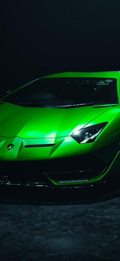 Fond d'écran iPhone Green Lamborghini Aventardor SVJ 4k