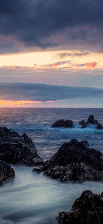 Fond d'écran iPhone Tide Down Long Exposure Clouds Ocean 4k