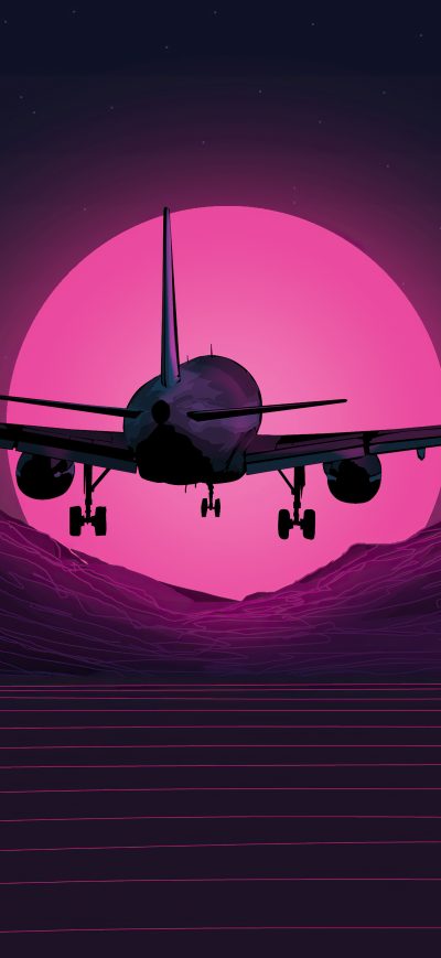 Fond d'écran iPhone Plane Synthwave 5k