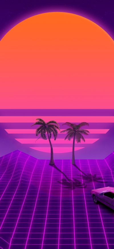 Fond d'écran iPhone Retrowave Purple Dream