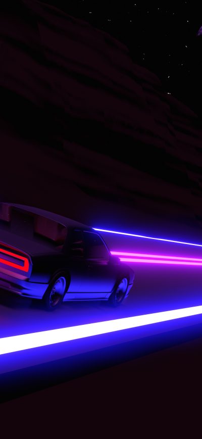 Fond d'écran iPhone Road To Retrowave 8k