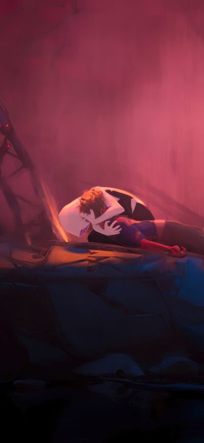 Fond d'écran iPhone Peter Parker And Gwen Stacy In Spider Man Across The Spider Verse