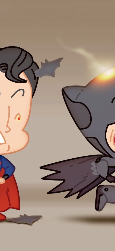 Fond d'écran iPhone Batman And Superman Fat Heads 4k