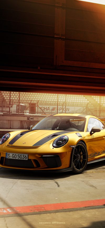 Fond d'écran iPhone Porsche 911GT3RS Gold 4k