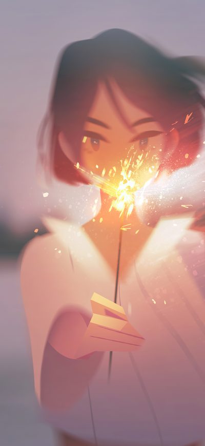 Fond d'écran iPhone Anime Girl With Firework