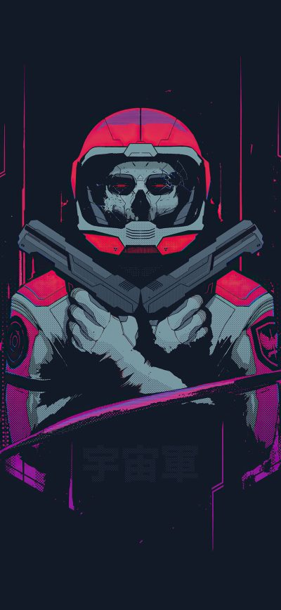 Fond d'écran iPhone Cyberpunk Astronaut Minimal 4k