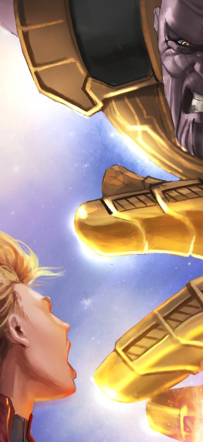 Fond d'écran iPhone Captain Marvel Vs Thanos 5k Artwork