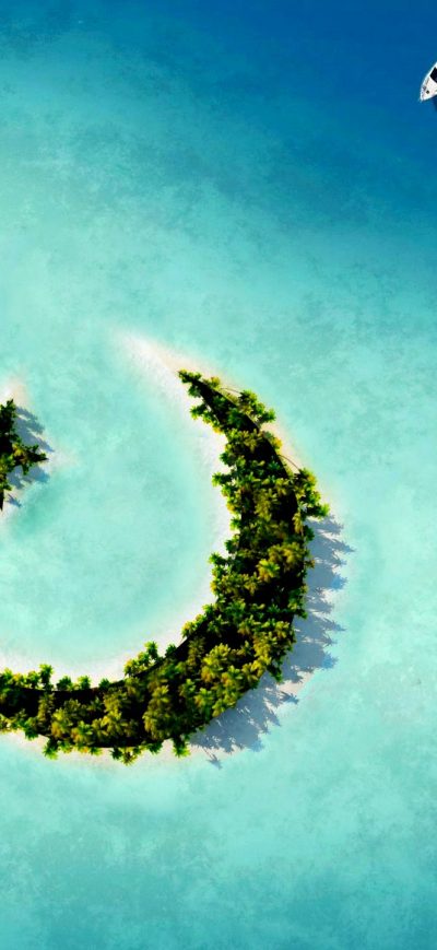 Fond d'écran iPhone Crescent Moon Star Island