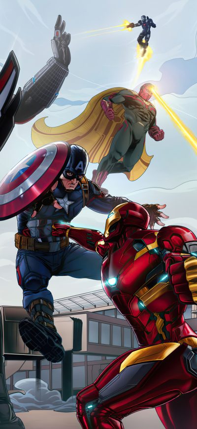 Fond d'écran iPhone Captain America V Iron Man 4k