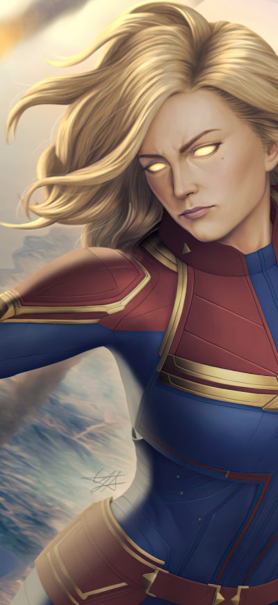 Fond d'écran iPhone Captain Marvel Avengers Illustration 5k