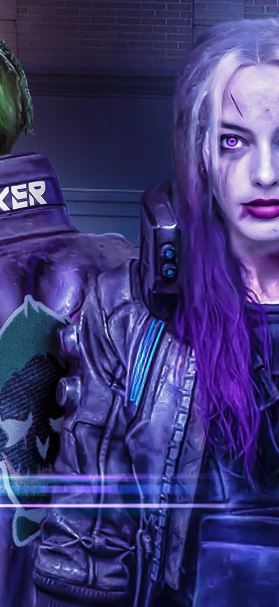 Fond d'écran iPhone Cyberpunk 2077 Joker X Harley Quinn 5k