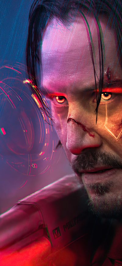 Fond d'écran iPhone Cyberpunk 2077 John Wick 5k